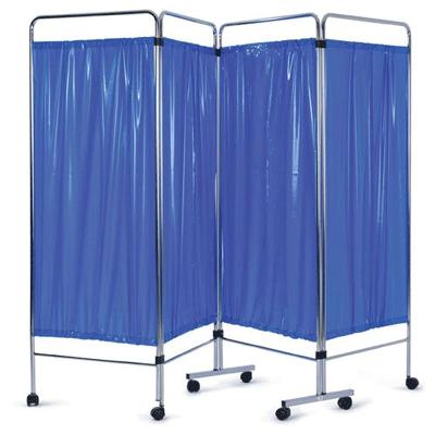 Chrome 4 Section Ward Screen with Curtains