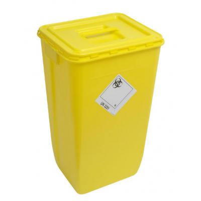 Sharps Disposal Bin with Solid Yellow Lid - 60 Litre
