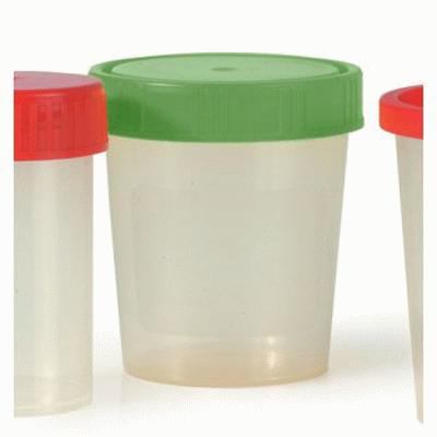 Urine Cups with green screw-on cap (100)