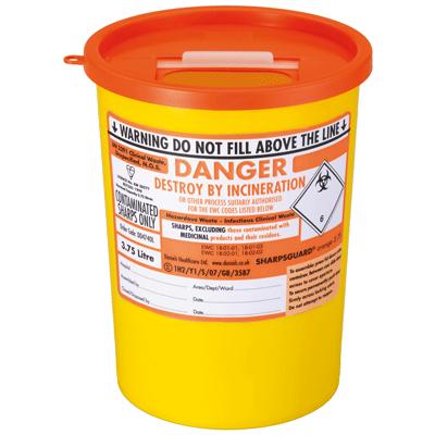 Sharps Bin with Yellow Lid - 3.75 Litre