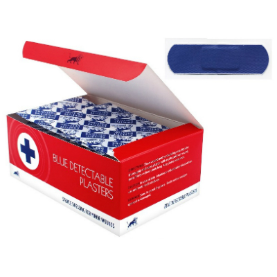 Blue Detectable Plasters - 6.3cm x 1.9cm (100)