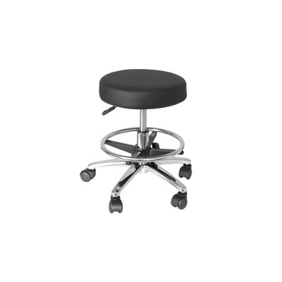 Gas Lift Round Stool with Foot Bar - Black