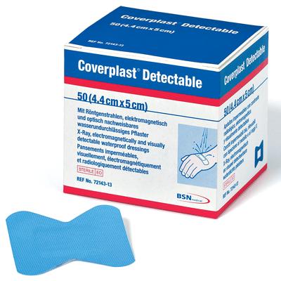 Coverplast Blue Detectable Plasters - F/Tip - 4.4 x 5cm (50)