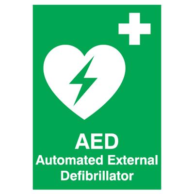 AED Sign - 250mm x 100mm - Self-Adhesive