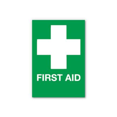 First Aid & Cross Sign - Self-Adhesive - 210mm x 148mm