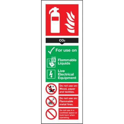 CO2 Extinguisher For Use On - 300x100mm - Rigid