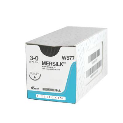 Ethicon Mersilk Sutures with Needle - Black - 3/0x45cm (36)