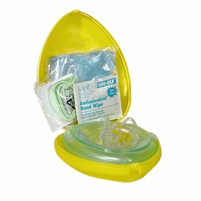 Laerdal Pocket Mask with O2 Inlet, Gloves & Wipe in Yellow Hard Case