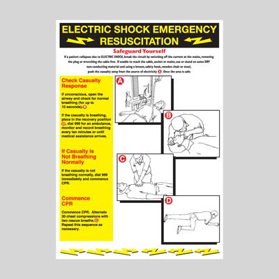 Electric Shock Emergency Resuscitation Wallchart - 600x420mm